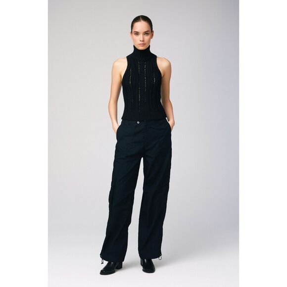 DION LEE Black Wide Leg Dance Casual Parachute Pants Trousers   Women's Size 2 - Picture 1 of 10